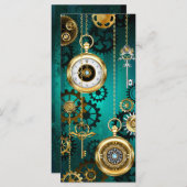 Carte Veille bijoux Steampunk sur un Arrière - plan vert (Devant / Derrière)