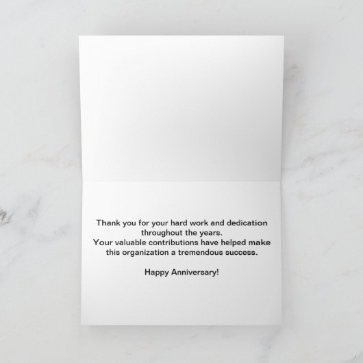 Carte Veille Or de l'anniversaire de l'employé (Intérieur)