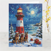 Carte Veilleur de Noël Berger Allemand Phare Vacances (Fleur jaune)