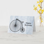 Carte Vélo Antique Haute Roue Anniversaire (Fleur jaune)