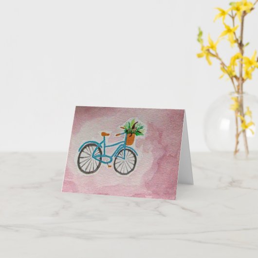 Carte Vélo aquarelle (Fleur jaune)