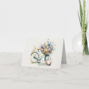 Carte Vélo Aquarelle avec Fleurs