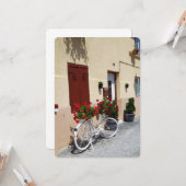 Carte Vélo avec Fleurs rouges sur la rue européenne (Devant/Arrière en situation)