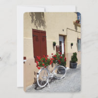 Vélo avec Fleurs rouges sur la rue européenne