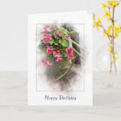 Carte Vélo D'Anniversaire Avec Geraniums (Fleur jaune)