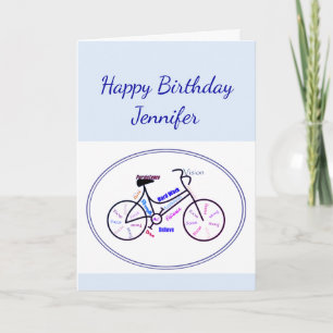 Carte  Vélo d'anniversaire Cyclisme Sport Nom personnali