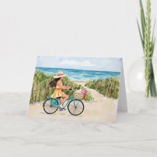 Carte Vélo de la Plage Aquarelle papeterie