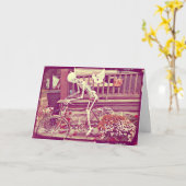 Carte Vélo de squelette Bonne Halloween effrayant (Fleur jaune)