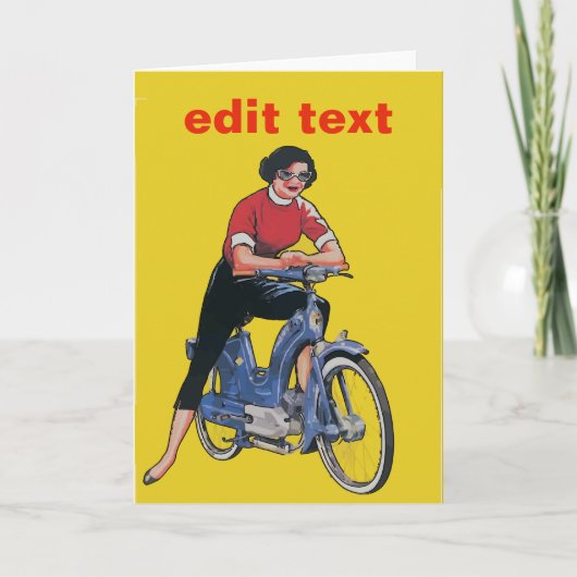 Carte Vélo électrique, femme Vintage, AJOUTER DU TEXTE, (Devant)