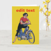 Carte Vélo électrique, femme Vintage, AJOUTER DU TEXTE, (Fleur jaune)