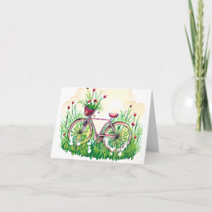 Carte Vélo floral à ressort aquarelle personnalisable