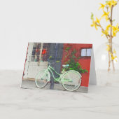 Carte Vélo Vert À Brosse Bleu À L'Intérieur (Fleur jaune)