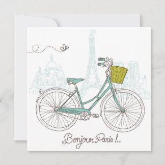 Carte Vélo vintage avec panier mignon à Paris