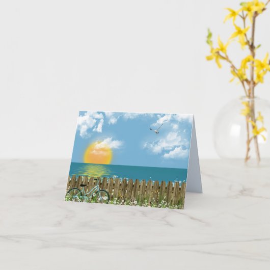 Carte Vélos Pris Sur Une Plage (Fleur jaune)