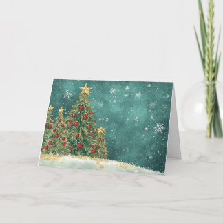 Carte Velours Arbre de Noël rouge et vert