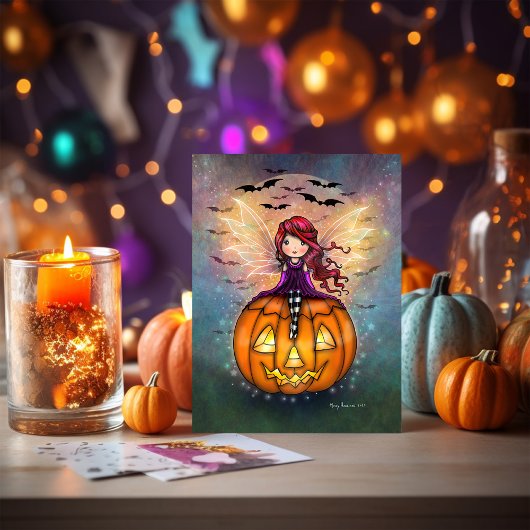 Carte Venez Bats mignons Halloween Fée