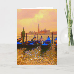 Carte Venise Grand Canal & Gondoles Italie Art
