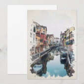 Carte Venise Italie Aquarelle Art (Devant / Derrière)
