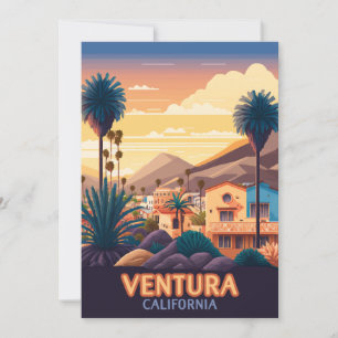 Carte Ventura Sunset Mounts Californie du Sud Rétro
