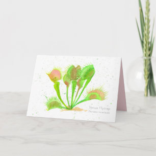 Carte Vénus Flytrap Plante Watercolor Illustration Blank