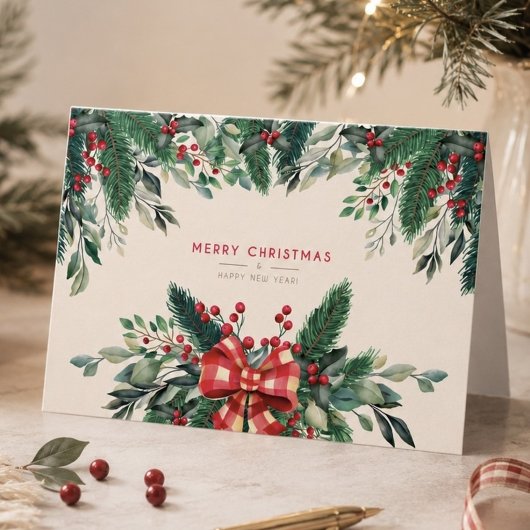 Carte Verdure aquarelle Joyeux Noël