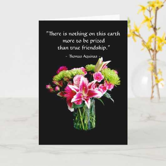 Carte Véritable Ami Joyeux Anniversaire, Stargazer Lily (Fleur jaune)