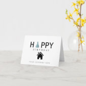 Carte Véritable anniversaire Casquette Joyeux anniversai (Fleur jaune)