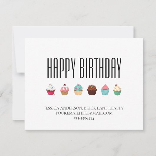 Carte Véritable Business Cupcake Joyeux anniversaire (Devant)