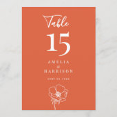 Carte Vérone Sunset Floral Mariage 5x7 Numéro de tableau (Dos)