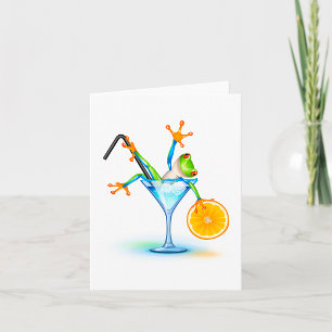 Carte Verre à cocktail Grenouille d'Arbre Coloré