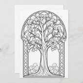 Carte Verre à taches d'arbre à fleurs | Couper soi-même (Devant / Derrière)