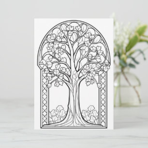 Carte Verre à taches d'arbre à fleurs   Couper soi-même