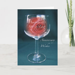Carte Verre à vin d'anniversaire de mariage Fille, Gendr