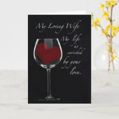 Carte Verre à vin de cœur pour anniversaire de mariage (Fleur jaune)