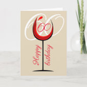 Carte Verre à vin rouge moderne 60e anniversaire (Devant)