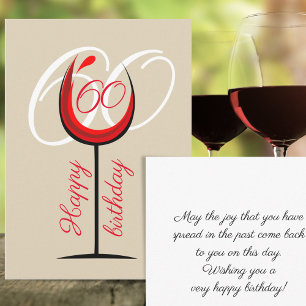 Carte Verre à vin rouge moderne 60ème anniversaire