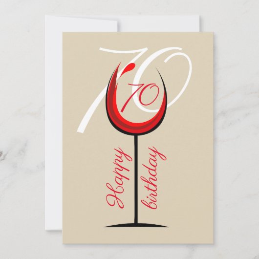 Carte Verre à vin rouge moderne 70 ans (Devant)