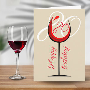 Carte Verre à vin rouge moderne 80ème anniversaire