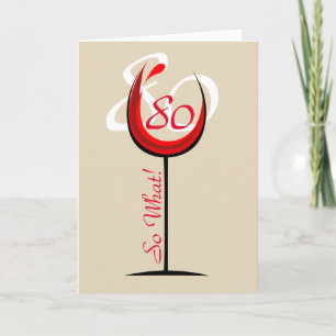 Carte Verre à vin rouge positif 80 et alors / 80e annive