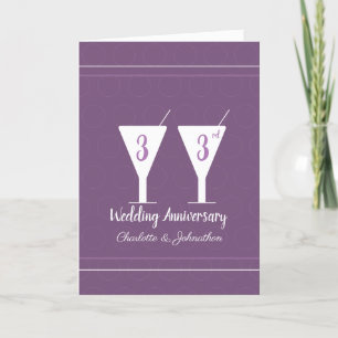Carte Verre cocktail du 33e mariage anniversaire violet