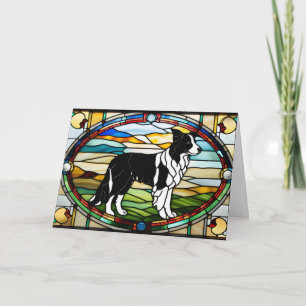 Carte Verre coloré de Border Collie mignon