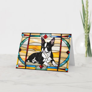 Carte Verre coloré de Boston Terrier mignon