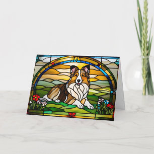 Carte Verre coloré Sheltie mignon