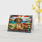 Carte Verre Dachshund (Fleur jaune)