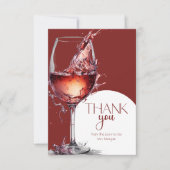 Carte Verre de Fête des mariées de vin rouge Merci (Devant)