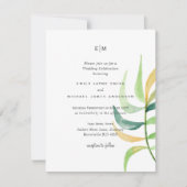 Carte Verre de mer Vert Bleu Mariage de feuille tropical (Devant)