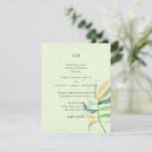 Carte Verre de mer Vert Bleu Tropical Feuille Mariage (Debout devant)