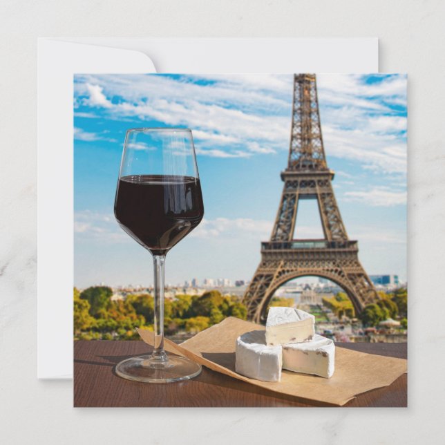 Carte Verre de vin au brie sur la tour Eiffel (Devant)