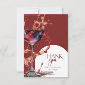 Carte Verre de vin rouge Fête des mariées Merci (Devant)