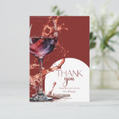 Carte Verre de vin rouge Fête des mariées Merci (Debout devant)